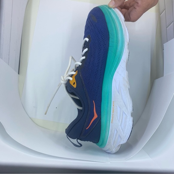 HOKA One One Bondi 8 Running Shoes Navy Teal Orange Women’s Size 9.5 - Picture 6 of 12